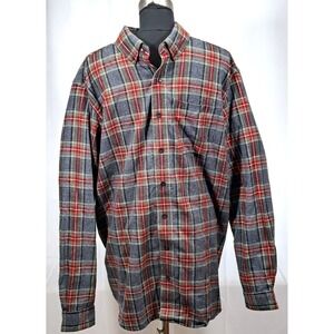 LL Bean Mens Flannel Shirt Large Tall Traditional Fit Grey Red Plaid 228066